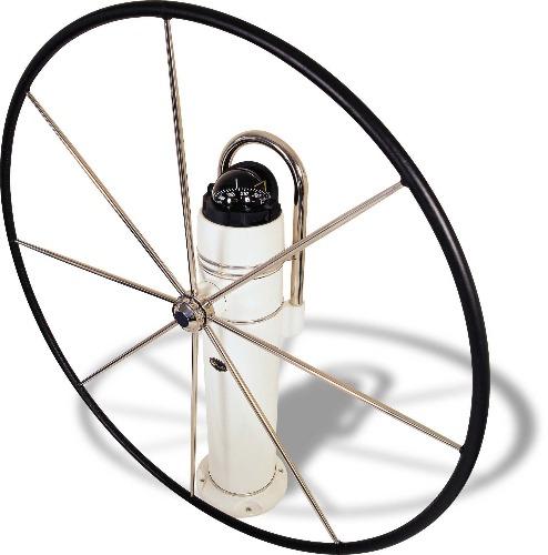 Lewmar 48" Polished 8 Spoke Flat Commodore Wheel w/ Hide Cover