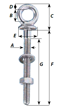 Wichard 3 5/32" Long Eye Bolt w/ 9/16" (8mm) Diameter